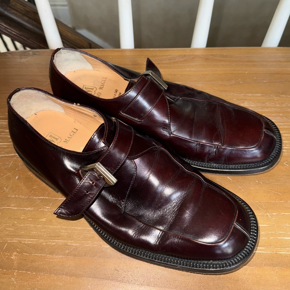 Bruno Magli Brown Leather Monk Strap Loafers Strap Buckle Vintage Rare Sz 8